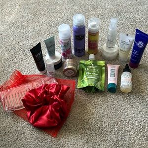 NEW lot of 15 travel size hair care products w/Wella comb and silk scrunchie